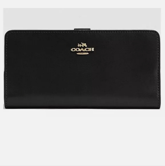 Coach New York Black Leather Skinny Wallet.  - Picture 1 of 16